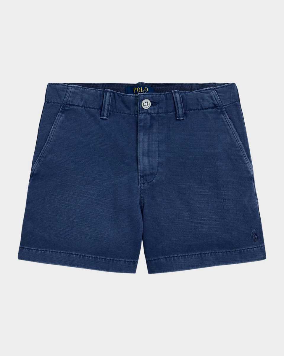 Boy's Chino Embroidered Shorts, Size 7-14